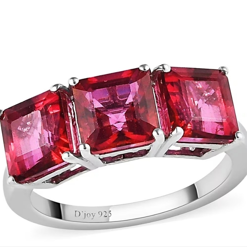 Asscher Cut Brazilian Pink Petalite Ring Sterling Silver & Platinum Size 5!
